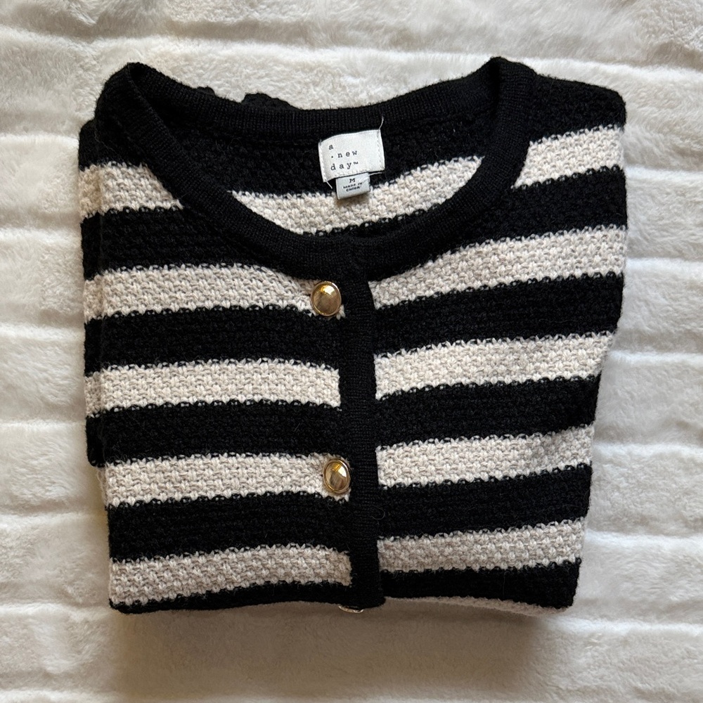Ribbed Front Button Knit Sweater